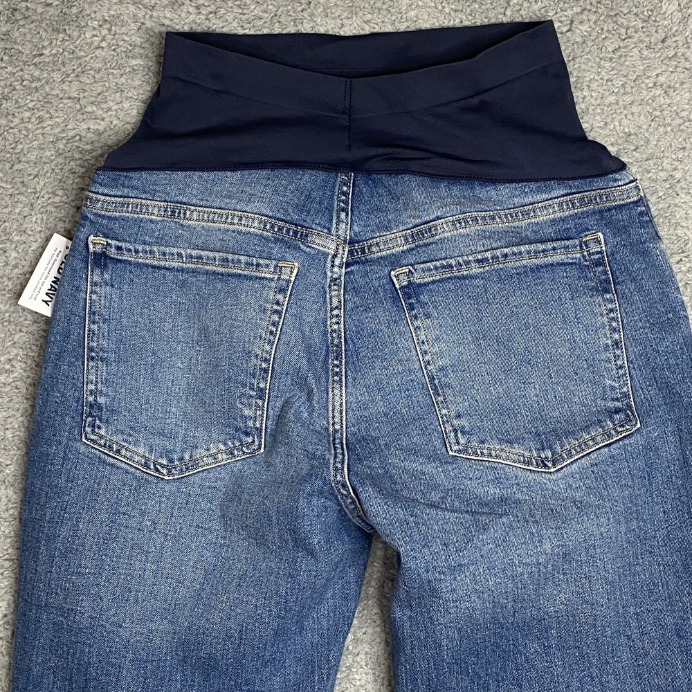 Old Navy Maternity Straight Full Panel Jeans Distressed Pants Size 12 Grunge NWT - Picture 10 of 12